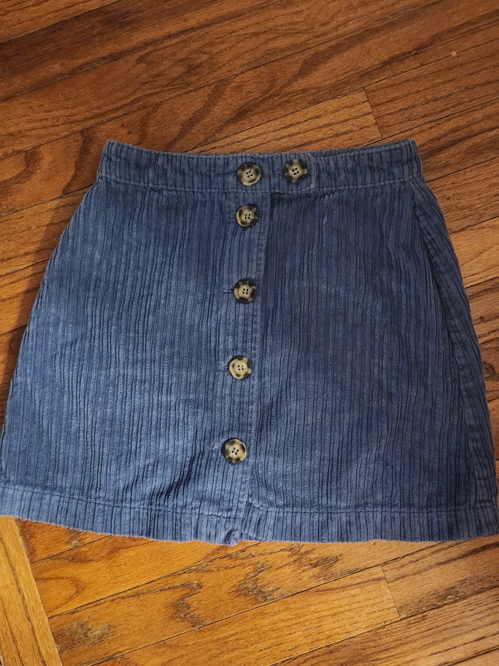 BDG Navy Textured Button-Front Mini Skirt